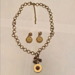 Elegant Gold-Tone Necklace and Earring Set